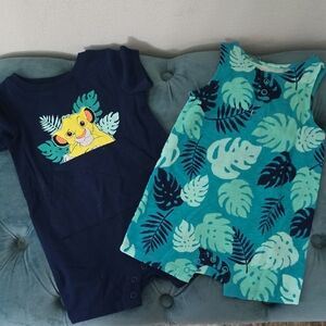 Disney Simba and Jungle Leaf Bodysuits - Navy and Teal